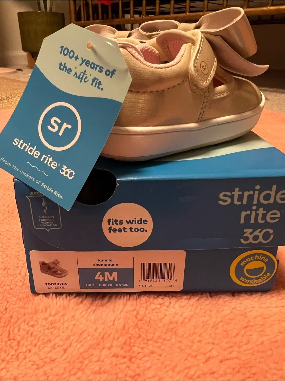 Stride Rite Toddler Mary Jane Sneakers in Gold with Pink Lining
